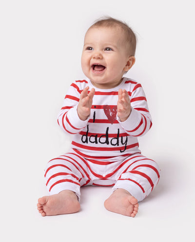 Baby Boy/Girl 95% Cotton Long-sleeve Love Heart Letter Print Stars/Striped Jumpsuit Red