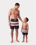 Daddy & Son Color Block Swimsuits Striped Bikini & Swim Trunks Set Color block