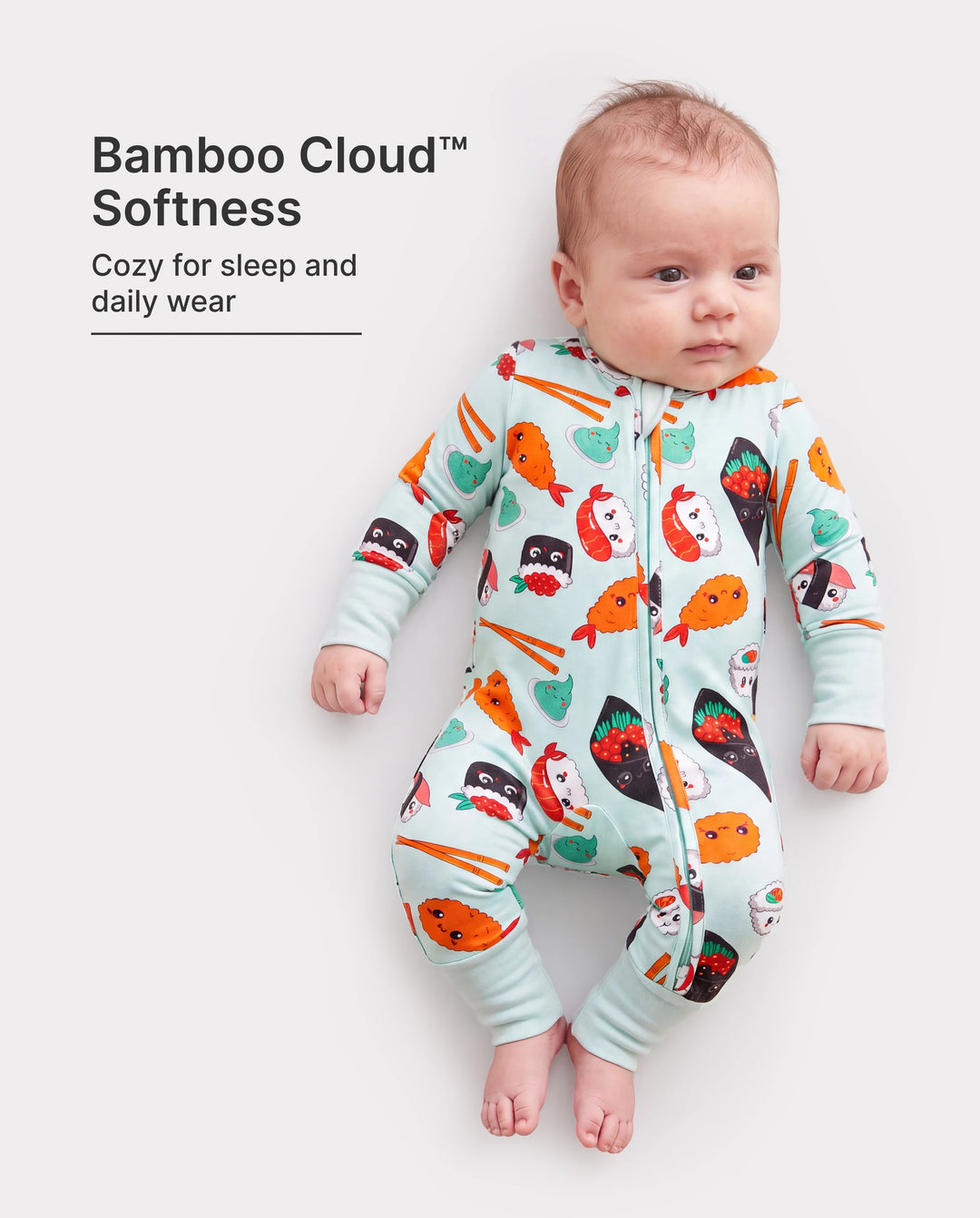 Kinder Baby / Mädchen Bambus Pyjama mit kindlichem Aufdruck (eng anliegend) hellgrün