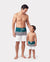 Daddy & Son Colorblock Striped Spliced Swim Trunks Shorts DeepTurquoise