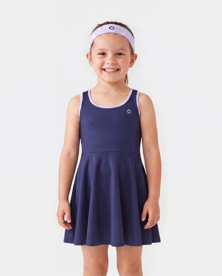 PatPat Rapidair activewear Robe de tennis pour fille avec bandeau et short en viscose de bambou avec poches Bleu foncé