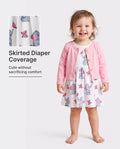 Ensemble 2 pièces pour bébé fille avec cardigan rose et robe à imprimé éléphant