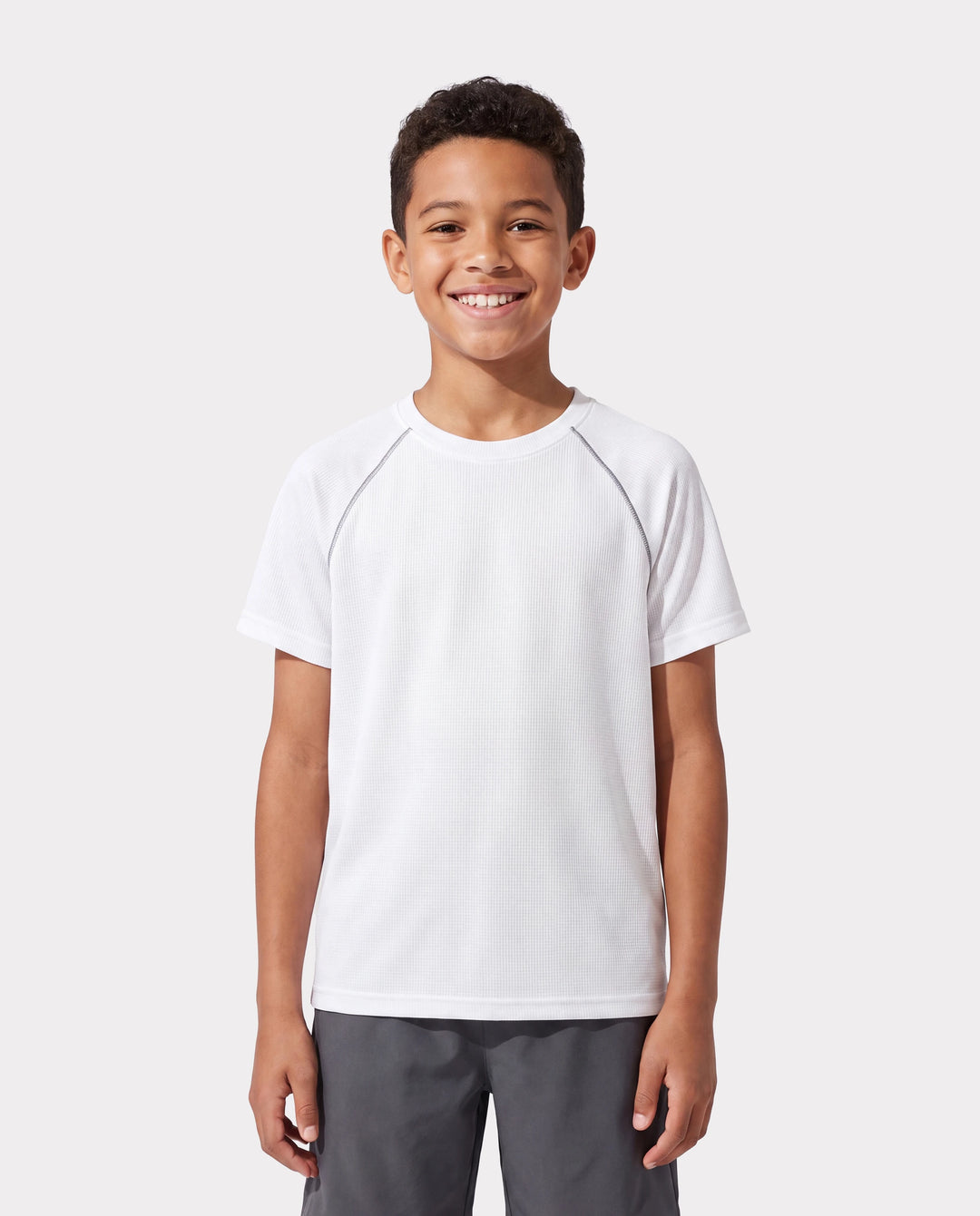 PatPat Lightflow Activewear Kid Boy Athletic Breathable Air-Grid Ultra Lightweight Short Sleeve T-Shirt White