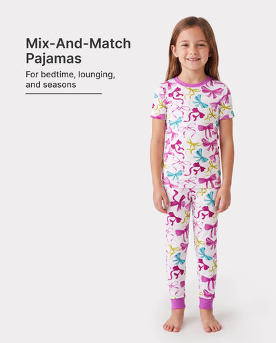 Kleinkind / Kinder Weihnachten / Halloween Pyjama 3-teiliges Bambus Pyjama Set 2-in-1 Look für 4 Jahreszeiten (eng anliegend) rosa