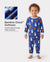 Pyjama 2 pièces en bambou pour bébé/enfant, imprimé animal, coupe ajustée, bleu