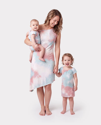 Mommy and Me Matching Tie Dye Dress Set for Women, Girls & Baby Romper
 Multi-color
