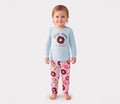 Toddler / Kids 4-piece Organic Cotton Pajamas 4-in 1 Snug fit PaJama Set for Girls Light Blue