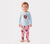 Toddler / Kids 4-piece Organic Cotton Pajamas 4-in 1 Snug fit PaJama Set for Girls Light Blue