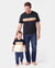 Daddy & Son Set Floral Sleeveless Strappy Dress or Colorblock Short-sleeve T-shirt Black