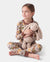 Pijama de bambú de 2 piezas para Navidad y Halloween con estampado divertido para niños pequeños (ajustado) marrón