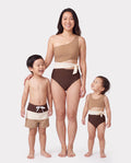 Mommy & me Color Block Swimsuits, Mommy and Me One-Shoulder Cutout Bikini Set Summer Beach Vacation Swimwear Coffee
