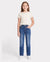 Kids Pull On Elastic Waist Denim Jeans Soft Stretch Comfortable Everyday Pants with Pockets Deep Blue