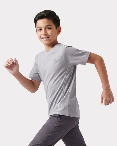 PatPat Rapidair activewear Kids Boy/Girl Athletic Quick-Dry & Instant-Cooling UPF 100+ Rash Guard T-Shirt Grey