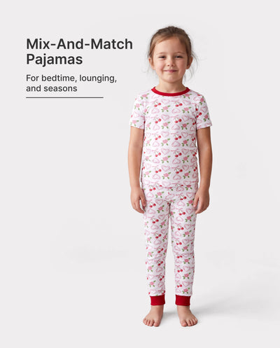 Toddler / Kids Christmas / Halloween Pajamas 3-Piece Bamboo Pajama Set 2-in-1 Look for 4 Seasons (Snug-Fitting) Red