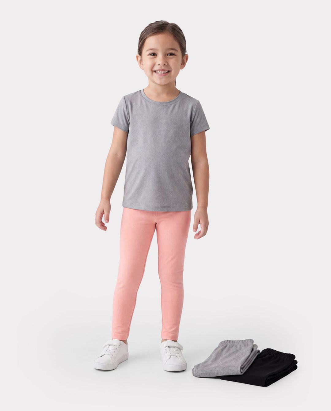 3-Pack Toddler Girl 100% Cotton Solid Color Elasticized Leggings Multi-color