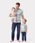 Daddy & Son Cotton Outfits Set Green Striped T-Shirt and Dress Set for Dad, Mom, Kids & Baby, Perfect for Summer Family Outings & Photos Green