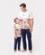 Daddy & Son Vacation Set Tropical Pineapple Coconut Tree Print Short-sleeve T-shirt or Hollow out Strap Dress for Summer Vacation White