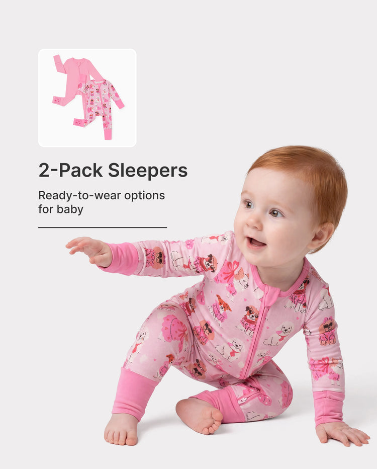 Pack de 2 calcetines de bambú para bebé niño/niña, antideslizantes, con cremallera bidireccional, estampado de abejas y color rosa