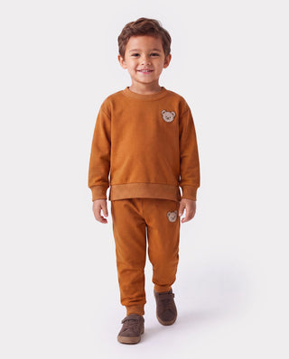 Baby/Toddler Boy Clothes 2pcs Bear Style Sweatshirt and Pants Set Brown