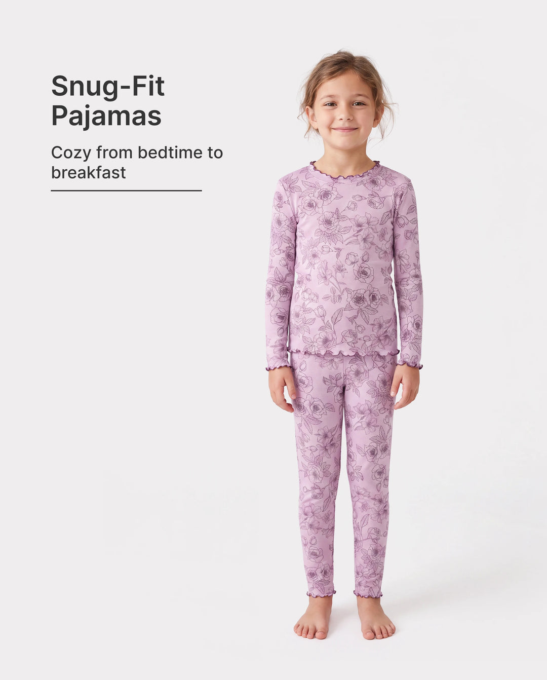 Toddler / Kids Pajamas 2-piece Pajama Set with Soft Tencel Lyocell Wool Blend (Snug-Fitting ) Pink