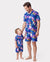 Daddy and Me Matching Family Hawaiian Outfits Tropical Floral Print Strap Dress or Short-sleeve Shirts & Shorts Set Summer Beachwear Set for Vacation  Deep Blue