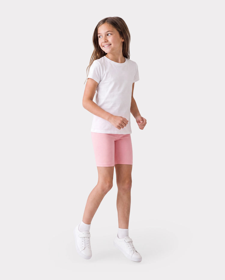 Toddler/Kid Girl Solid Color Cotton Leggings Shorts Pink