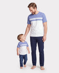 Daddy & Son Outfit: Floral Smocking Casual Suit BLUEWHITE