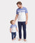 Daddy & Son Outfit: Floral Smocking Casual Suit BLUEWHITE