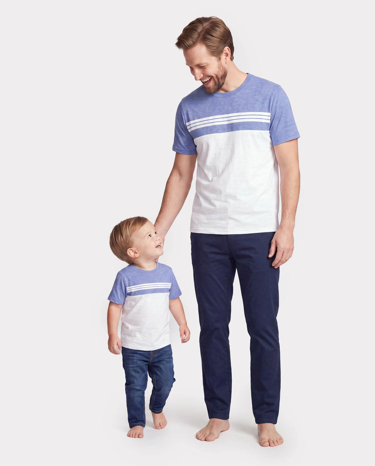 Daddy & Son Outfit: Floral Smocking Casual Suit BLUEWHITE