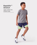 PatPat Rapidair™ Activewear Kid Boy Athletic Schnelltrocknende, atmungsaktive Shorts mit Taschen tiefblau