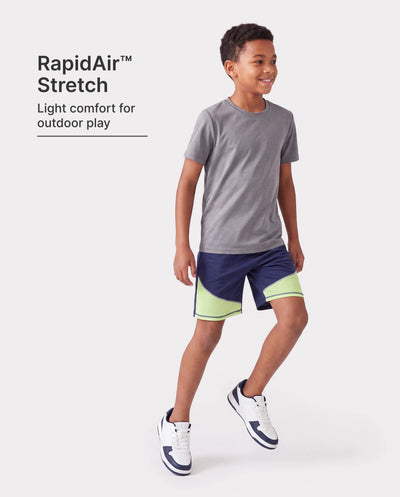 PatPat Rapidair activewear Kid Boy Athletic Quick-Dry Breathable Shorts with Pockets Deep Blue