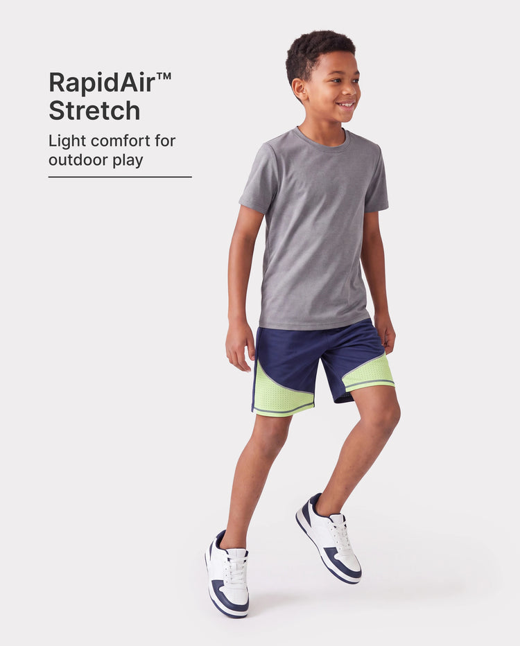 PatPat Rapidair activewear Kid Boy Athletic Quick-Dry Breathable Shorts with Pockets Deep Blue