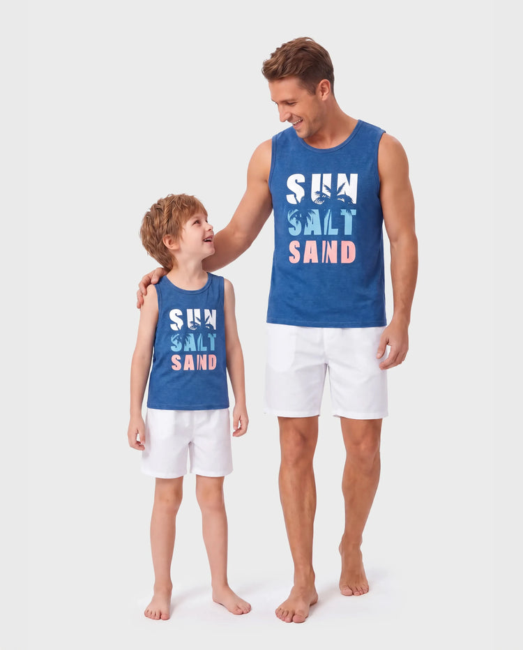 Daddy & Son Sets Blue Tank Top Blue