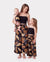 Mommy & me Floral Print Beach Wear Camisole top and Wide-Leg Pants Set for Summer Vacation Family Looks Black+White
