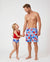 Maillots de bain Daddy & Fille Ensemble bikini & shorts de bain à imprimé floral pour maman, papa & enfants, parfait pour journées plage d'été & fêtes à la piscine Rouge