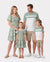 Elegante conjunto familiar de flores rotas, diseño fruncido, grosor medio, verde