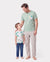 Daddy & Son Tropical Print Outfits,Dad/Kids Cotton T-Shirt Set Green