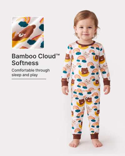 Bamboo Pajamas Set 2-Piece Childlike Animal Print Snug-Fitting Pajamas Set for Baby/Toddler Brown