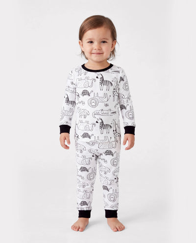 Pyjama de Noël/Halloween 2 pièces en bambou avec imprimé enfantin pour bébé/enfant (coupe ajustée) noir
