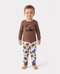 Kleinkind / Kinder 4-teiliger Pyjama aus Bio-Baumwolle 4-in-1 PJ Snug Fit Pjs für Mädchen / Jungen braun