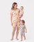 Mommy & me Bamboo Family Pajamas Vacation Theme Print Short-sleeve Matching Pajama set (Snug-Fitting for Children) Color block