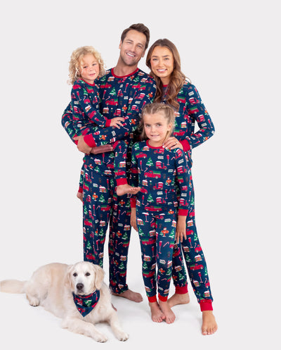 Christmas Matching Family Bamboo Pajamas Xmas Village Print