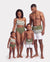 Family Matching Colorblock Stripe Swim Trunks or One Piece One Shoulder Swimsuit Army green