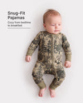 Pijama de lana ajustado con cremallera y estampado de plantas para bebé niño/niña, color verde