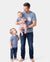 Daddy and Me Family Matching Blue Short-sleeve Tee or Colorful Stripe Camisole Dress Multi-color