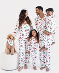 Christmas Matching Family Satin Pajamas Xmas Village Print Multicolor