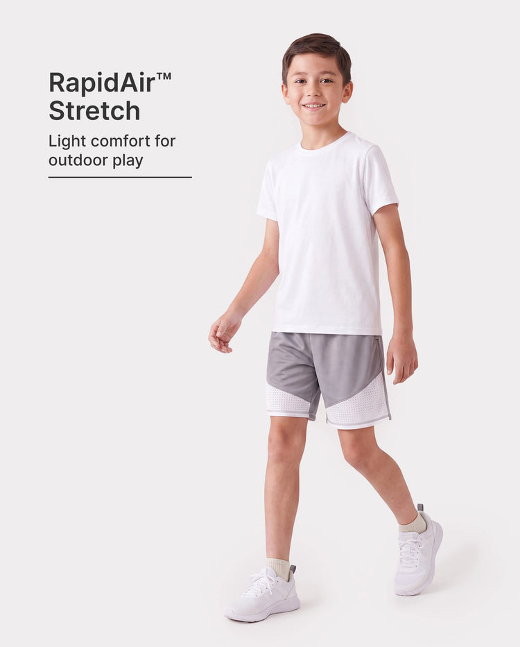 PatPat Rapidair activewear Kid Boy Athletic Quick-Dry Breathable Shorts with Pockets Grey