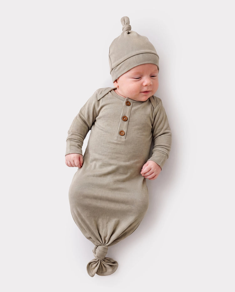 Baby Boy/Girl Solid Color Baby Sleeping Bag Infant Gown with Hat Light Green