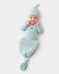 Saco de dormir de bambú para bebé niño/niña, bata infantil con gorro verde claro