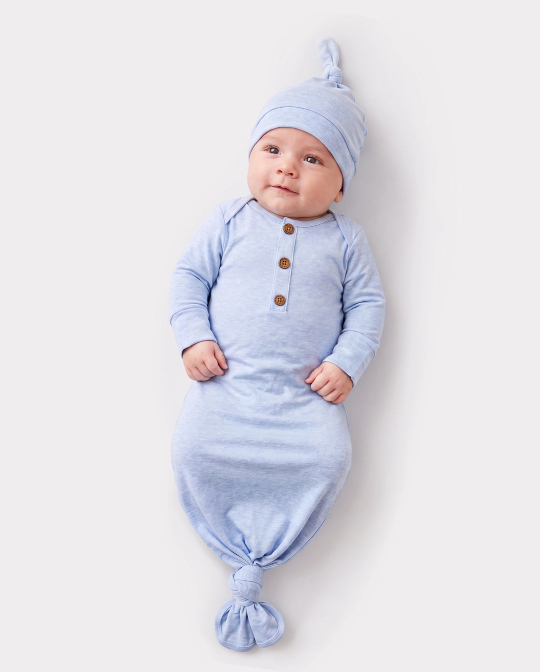 Baby Boy/Girl Solid Color Baby Sleeping Bag Infant Gown with Hat Light Blue